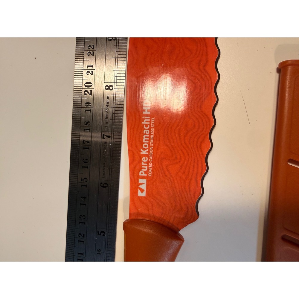 Kai Pure Komachi HD Orange Serrated Utility Knife with Sheath 6 inch Blade